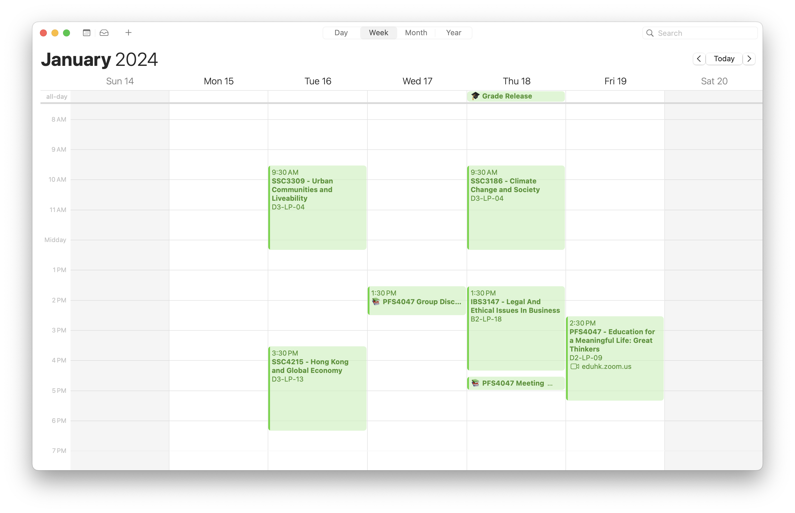 Screenshot of Apple Calendar app on MacOS